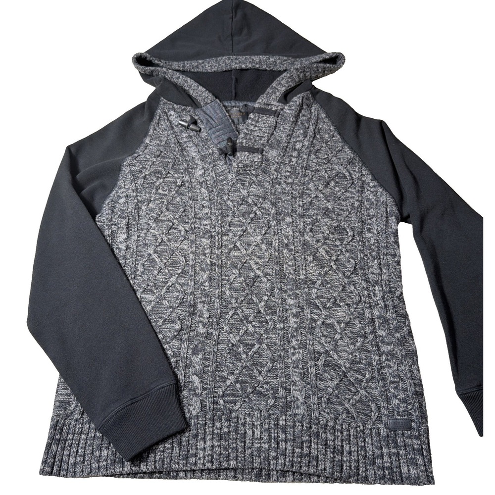 6Q~ Men's Outpost Sz Med Black Hooded Sweater